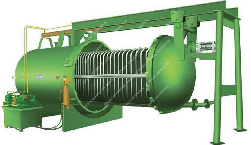 Dewaxing horizontal pressure leaf filter