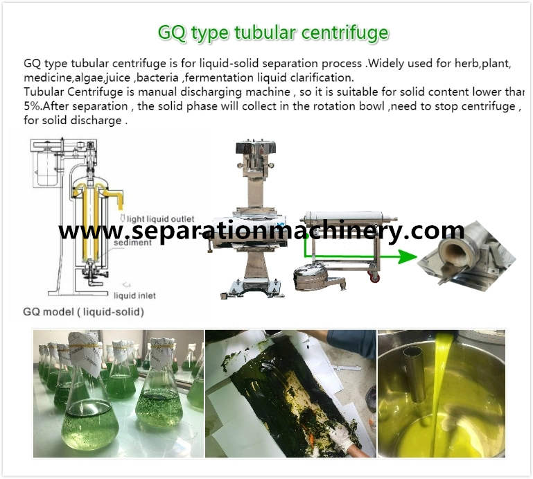 Sale GQ105 Tubular Centrifuge For Grape Wine Separation Liquid