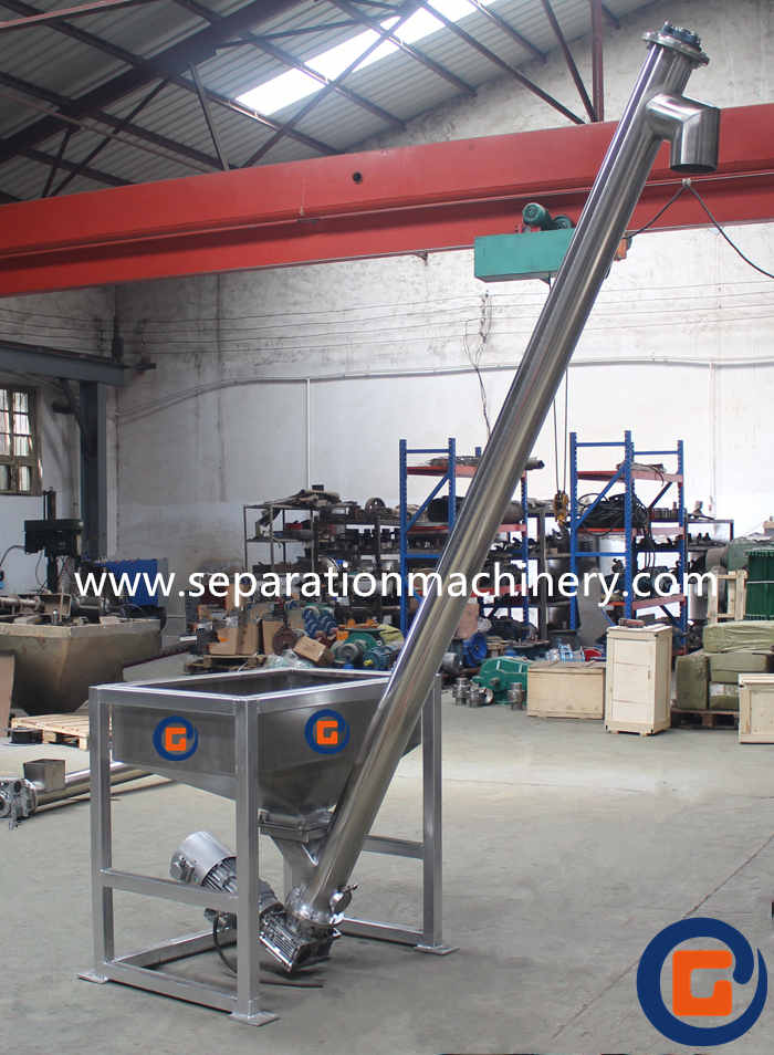 Stainless Steel Dry Powder Grain Auger Feeder Screw Conveyor With Silo