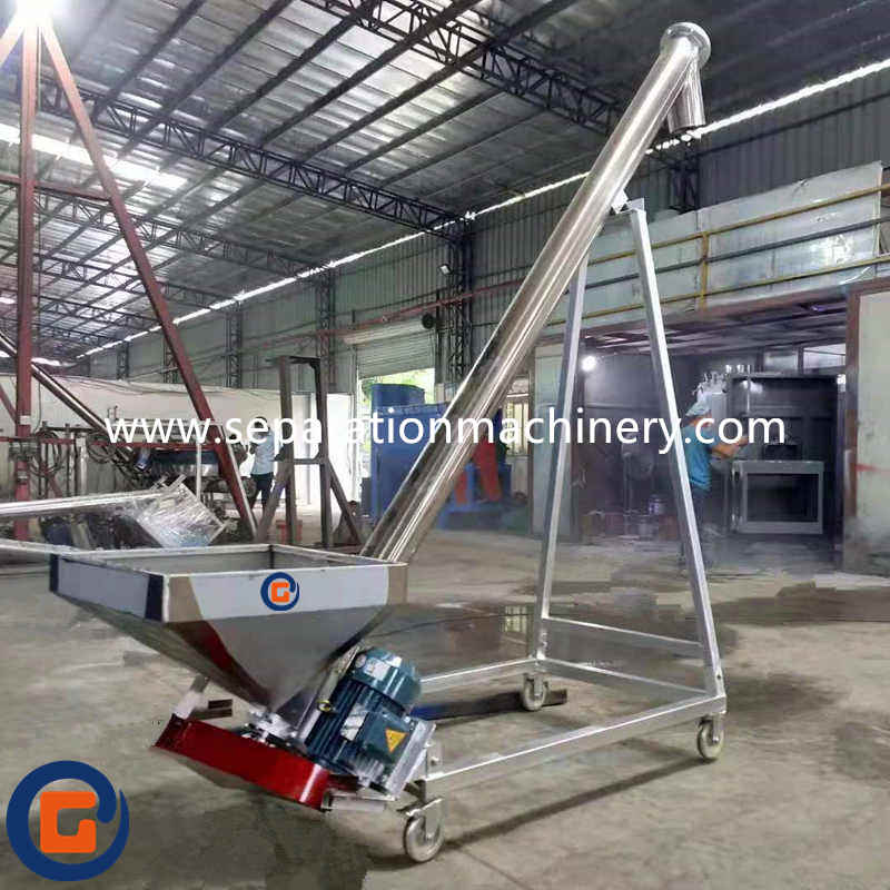 Carbon Steel Powder Granule Inclining Auger Screw Feeder With Hopper