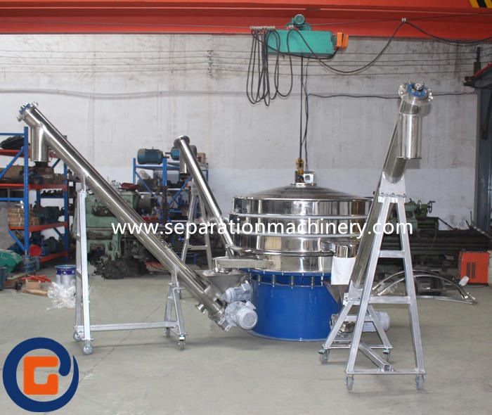 Stainless Steel Conveyor Screw Feeder Working With Rotary Vibrating Screen