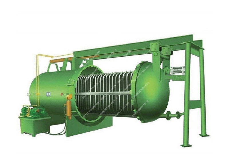 Dewaxing horizontal pressure leaf filter