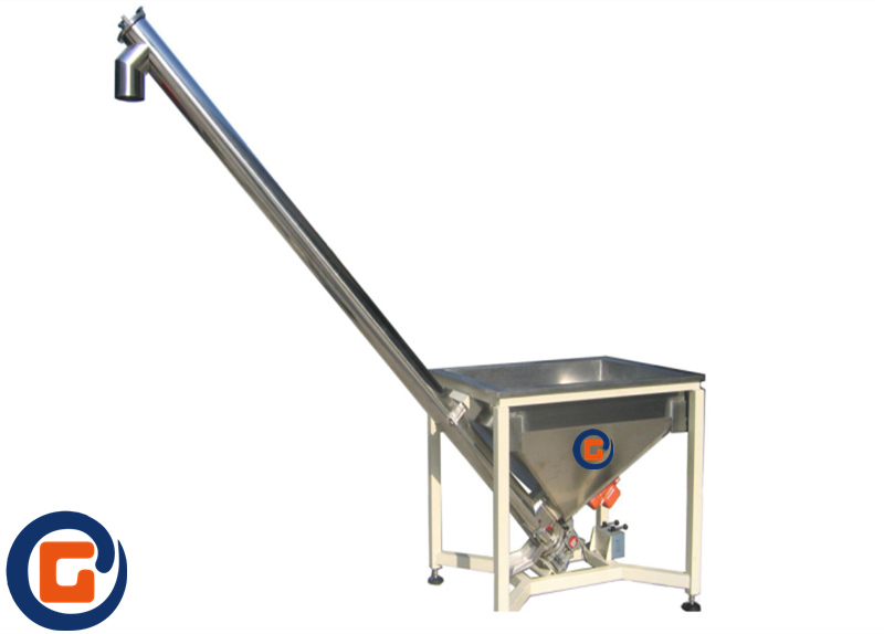 Carbon Steel Powder Granule Inclining Auger Screw Feeder With Hopper